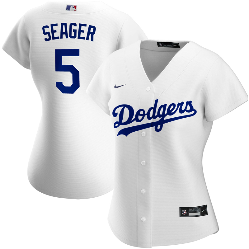 2020 MLB Women Los Angeles Dodgers Corey Seager Nike White Home 2020 Replica Player Jersey 1->los angeles dodgers->MLB Jersey